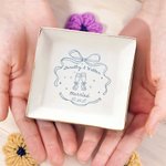 Personalizado romántico casado de cerámica baratija joyería plato con nombre de compromiso de boda regalo de Navidad para parejas novia a ser
