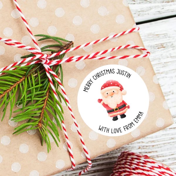 Spersonalizowane wodoodporne naklejki Święty Mikołaj z piernika z imieniem Christmas Festival Party Prezent dla rodziny i przyjaciół