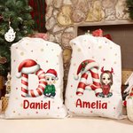 Sac en toile avec cordon de serrage avec nom Cadeau de Noël pour les amis et la famille