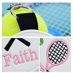 Personalisierte Multicolor Tennisschläger Design Tasche Tag Keychain mit gestickten Namen Geburtstag Club Team Geschenk für Tennisspieler Liebhaber