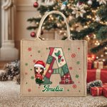 Sac en toile de jute personnalisé avec nom Noël Utilisation quotidienne Cadeau pour la famille Amis