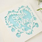 Personalised Multicolour Floral Heart Hollow Design Greeting Card with Name Date and Free Envelope Wedding Anniversary for Newlyweds