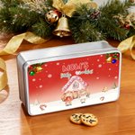 Personalized 1-8 Gingerbread Men House Pattern Biscuit Tin Storage Box with Text Title and Names Christmas Gift for Kids Family Friends
