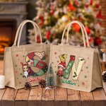 Sac en toile de jute personnalisé avec nom Noël Utilisation quotidienne Cadeau pour la famille Amis