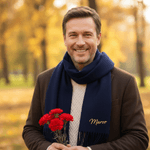 Écharpe en Faux Cachemire Perosnnalisée avec Nom et Fleur Accessoire d'Hiver Cadeau Anniversaire pour la Famille et les Amis