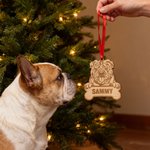 Personalised Engraved Dog Bone Wooden Christmas Ornament with Name Home Decor Christmas Gift for Dog Owners Lovers