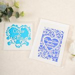 Personalised Multicolour Floral Heart Hollow Design Greeting Card with Name Date and Free Envelope Wedding Anniversary for Newlyweds