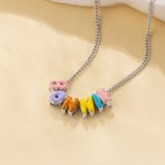 Personalized Colorful 3D Enamel Bubble Letter Name Sterling Silver Necklace Minimalist Jewelry Birthday Gift for Women Kids