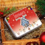 Personalized 1-8 Gingerbread Men House Pattern Biscuit Tin Storage Box with Text Title and Names Christmas Gift for Kids Family Friends