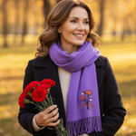 Écharpe en Faux Cachemire Perosnnalisée avec Nom et Fleur Accessoire d'Hiver Cadeau Anniversaire pour la Famille et les Amis