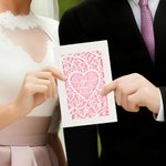 Personalised Multicolour Floral Heart Hollow Design Greeting Card with Name Date and Free Envelope Wedding Anniversary for Newlyweds