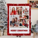 Personalised 3-9 Photos Collage Super Soft Blanket with Text Home Decor Christmas Gift for Family Friends