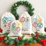 Personalized Christmas Stamp Special Delivery Drawstring Canvas Gift Bag with Name Christmas Eve Party Favors for Kids Friends Family