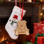 Personalised Engraved Dog Bone Wooden Christmas Ornament with Name Home Decor Christmas Gift for Dog Owners Lovers