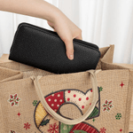 Personalized Christmas Tree Snowflake Initial Jute Tote Bag with Name Christmas Daily Use Gift for Kids Women