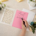 Personalised Multicolour Floral Heart Hollow Design Greeting Card with Name Date and Free Envelope Wedding Anniversary for Newlyweds