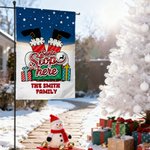 Gepersonaliseerde Kerstman Stop Hier Schoorsteen Kerstman Tuinvlag met Tekst Yard Porch Decor Kerstcadeau voor familie tuinliefhebbers