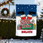 Gepersonaliseerde Kerstman Stop Hier Schoorsteen Kerstman Tuinvlag met Tekst Yard Porch Decor Kerstcadeau voor familie tuinliefhebbers