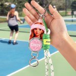 Personalized Photo to AI Character Pickleball Tennis Baseball Bag Holder Tag with Name Game Birthday Gift for Ball Sports Lovers