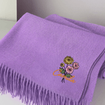 Écharpe en Faux Cachemire Perosnnalisée avec Nom et Fleur Accessoire d'Hiver Cadeau Anniversaire pour la Famille et les Amis