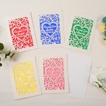 Personalised Multicolour Floral Heart Hollow Design Greeting Card with Name Date and Free Envelope Wedding Anniversary for Newlyweds