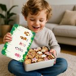 Boîte à Biscuits en Métal Alimentaire Personnalisée avec 1 à 6 Animaux de Dessin Animé Photos et Noms Cadeau Noël pour Enfants Famille