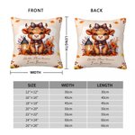 Personalised Autumn Highland Cow Pumpkin Soft Cushion Cover with Name Home Decor Birthday Thanksgiving Day Gift for Family Kids