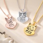 Personalized Engraved Rectangle and Heart Shaped Pet Portrait Photo Necklace with Text Pet Memorial Birthday Gift for Pet Lover Owner