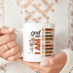 Personlig Gud sier bibelvers 11 oz 15 oz keramisk kaffekrus med navn bursdag julegave til familie venner kristne