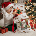 Árbol de Navidad Personalizado Copo de Nieve Inicial Bolsa de Regalo de Lona con Nombre Fiesta de Nochebuena para Niños Amigos Familia 5