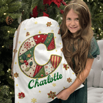 Árbol de Navidad Personalizado Copo de Nieve Inicial Bolsa de Regalo de Lona con Nombre Fiesta de Nochebuena para Niños Amigos Familia 4