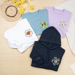Personalised Pet Face Photo Birth Flower Soft T-shirt Sweatshirt Hoodie with Embroidered Name Birthday Gift for Pet Lovers