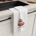 Personalized 2-20 Gingerbread Men Cocoa Mug Waffle Kitchen Towel with Name and Surname Christmas Gift for Family Friends