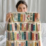 Personalisierte Decke im Retro-Stil mit Bücherregal-Motiv und Namen Geburtstag Geschenk für Buchliebhaber und Damen