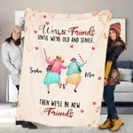 Gepersonaliseerde We'll Be Friends until We're Old and Senile Zachte Deken met 2-6 Namen Home Decor Verjaardagscadeau voor Zussen Besties
