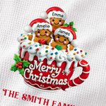 Personalized 2-20 Gingerbread Men Cocoa Mug Waffle Kitchen Towel with Name and Surname Christmas Gift for Family Friends