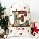 Árbol de Navidad Personalizado Copo de Nieve Inicial Bolsa de Regalo de Lona con Nombre Fiesta de Nochebuena para Niños Amigos Familia 3