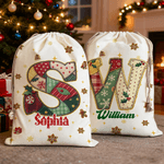 Árbol de Navidad Personalizado Copo de Nieve Inicial Bolsa de Regalo de Lona con Nombre Fiesta de Nochebuena para Niños Amigos Familia 1