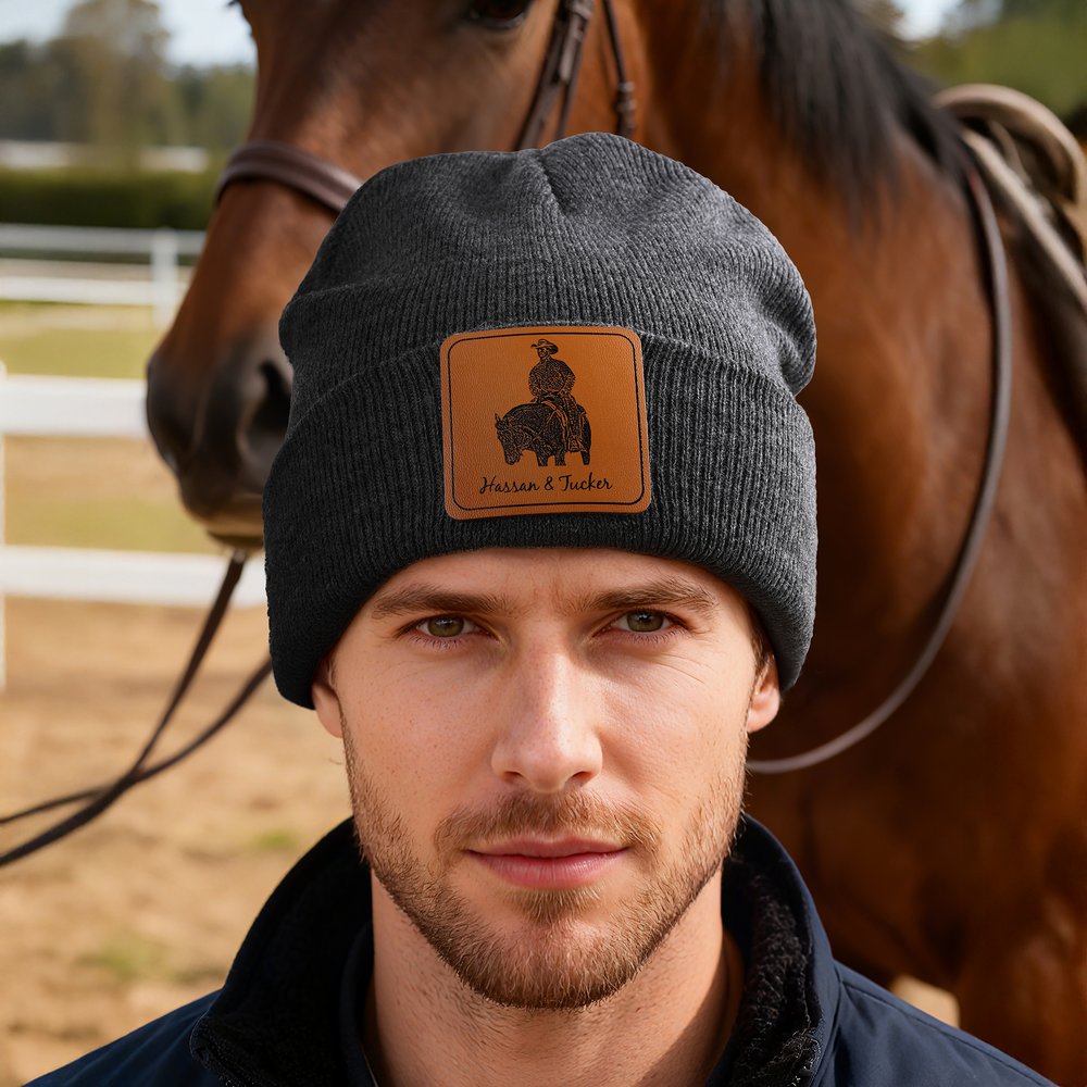 Personalized Multicolour Horse Photo Knitted Beanie Hat with Name Daily Accessories Birthday Gift for Horse Lovers Riders 7