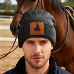 Personalized Multicolour Horse Photo Knitted Beanie Hat with Name Daily Accessories Birthday Gift for Horse Lovers Riders 7