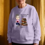 Personalized Cartoon Reading Character Stacked Books Soft T-shirt Sweatshirt Hoodie with Name and Title Book Club Family Gift for Adults Kids