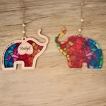 Personlig Elegant Elephant Stained Glass Effect akryl solfanger ornament med navn Hjemmedekorasjon Vennskap Bursdagsgave til beste venninne