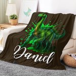 Personalisierte Dinosaurier Decke mit Namen Weiche Wohndecke Haus Deko Geburtstag Geschenk für Jungen Mädchen Dino-Fans