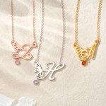 Personalizada Mariposa Inicial Birthstone Collar Dainty Joyería Cumpleaños Aniversario Regalo de Navidad para las mujeres