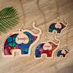 Personlig Elegant Elephant Stained Glass Effect akryl solfanger ornament med navn Hjemmedekorasjon Vennskap Bursdagsgave til beste venninne