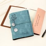 Taccuino ad anelli in pelle PU personalizzato con fiore nome e testo regalo di compleanno o festività per appassionati di scrittura