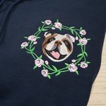 Personalised Pet Face Photo Birth Flower Soft T-shirt Sweatshirt Hoodie with Embroidered Name Birthday Gift for Pet Lovers