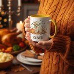 Personlig søt gresskarvalp 11 oz 15 oz keramisk kaffekrus med navn høst Thanksgiving bursdagsgave til hundeelskere eiere