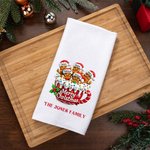 Personalized 2-20 Gingerbread Men Cocoa Mug Waffle Kitchen Towel with Name and Surname Christmas Gift for Family Friends