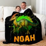 Personalisierte Dinosaurier Decke mit Namen Weiche Wohndecke Haus Deko Geburtstag Geschenk für Jungen Mädchen Dino-Fans
